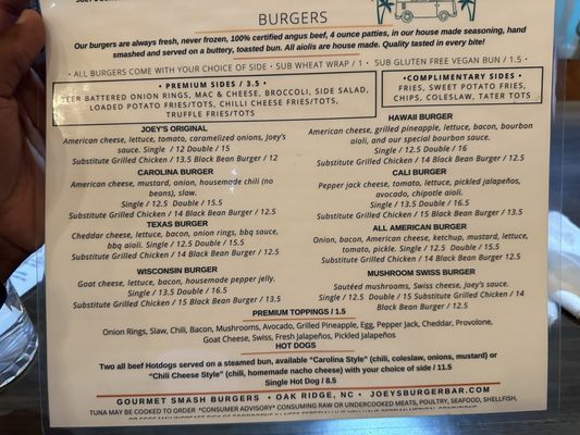 Menu photo 7 Joey’s Burger Bar Oak Ridge, NC Menu photo 7 Joey’s Burger Bar Oak Ridge, NC