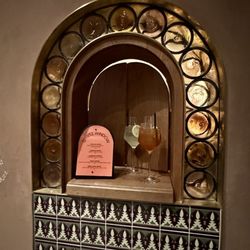 Tavernetta Vail - The Spritz Window, the menu, and our drinks.
