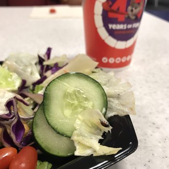 Chuck E. Cheese - The lady bug on the lettuce leaf by the cucumber slice. - Pizza Near Me - San Antonio, Texas