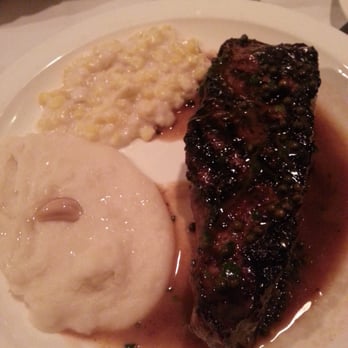 Broadway Prime - New York Steak with roasted garlic mashed and creamed corn - Steakhouses Near Me - Burlingame, California Broadway Prime - New York Steak with roasted garlic mashed and creamed corn - Steakhouses Near Me - Burlingame, California