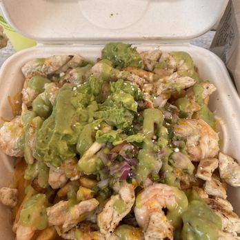 Surf N Salsa - tsunami fries (sub chicken) extra green sauce - Mexican Near Me - Waialua, Hawaii