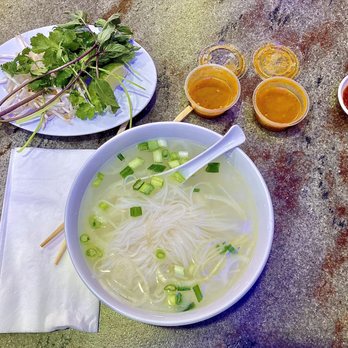 Pho HA 888 - Plain pho, house special hot sauces (orange) - Vietnamese Near Me - Valencia, California
