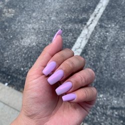 L & J Nails - lavendar base with added chrome design.