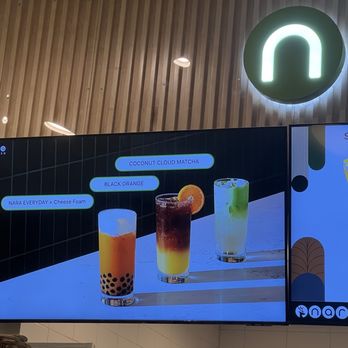 Nara Boba Tea - Menu displayed on the TV - Bubble Tea Near Me - Rolling Hills Estates, California