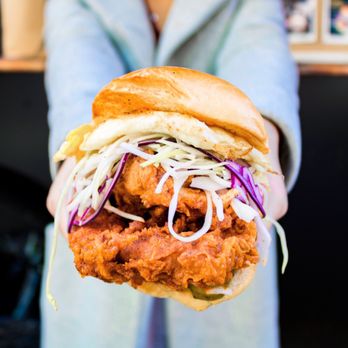 Frying Pan Food Truck - Spicy Fried Chicken Burger (w/ Egg) - Food Trucks Near Me - Vancouver, British Columbia Frying Pan Food Truck - Spicy Fried Chicken Burger (w/ Egg) - Food Trucks Near Me - Vancouver, British Columbia