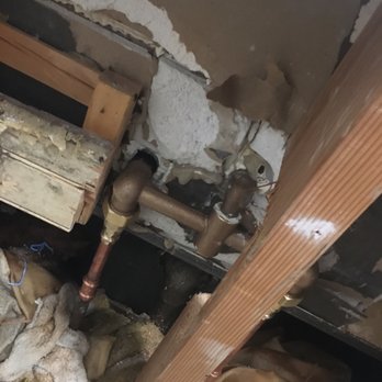 Danika Plumbing - Unsupported plumbing, remainder of cut out bracing shown to the left - Plumbing Near Me Danika Plumbing - Unsupported plumbing, remainder of cut out bracing shown to the left - Plumbing Near Me