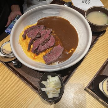 Tendon Kohaku - steak w/ rice + curry + egg - Japanese Near Me - Bellevue, Washington
