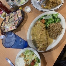 Sealand Seafood & Steak - Blackened catfish with crawfish etouffee and dirty rice. Fried oysters with a baked potato