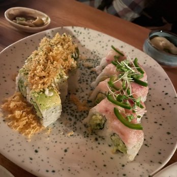 Hello Sunshine - Left: Crispy Avocado Right: Chef's Roll - Bars Near Me - Banff, Alberta Hello Sunshine - Left: Crispy Avocado Right: Chef's Roll - Bars Near Me - Banff, Alberta
