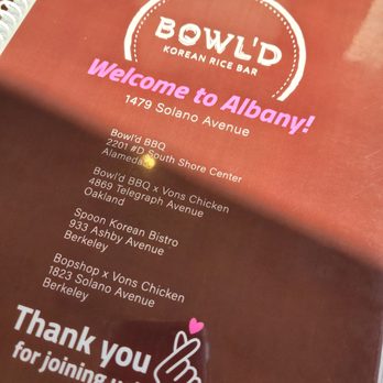 Bowl'd Korean Rice Bar - Menu. - Korean Near Me - Albany, California