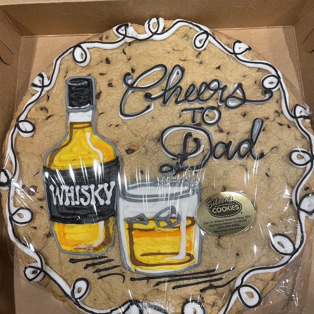 Spelled "whiskey" wrong, but great cookie cake!