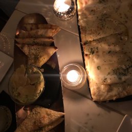 Artichoke dip and mozzarella flat bread