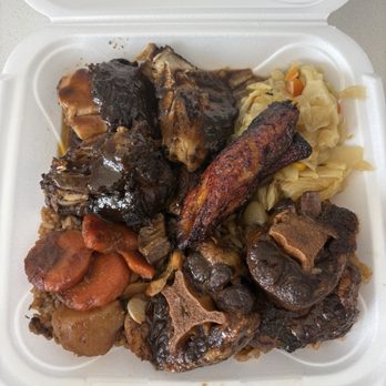 Don's Jamaican Kitchen - Oxtails and Jerk Chicken with Cabbage and Rice & Peas - Caribbean Near Me - Charlotte, North Carolina