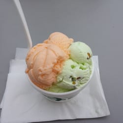 Axel's Food & Ice Cream - Orange Sherbet and Pistachio. Delicious!
