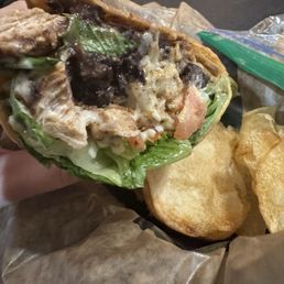 Southwest chicken wrap with kettle chips