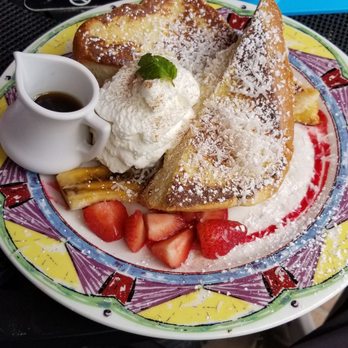 Miss Shirley's Cafe, Inner Harbor - Coconut Cream Stuffed Challa French Toast, with some carmelized bananas and strawberries. Real good! - Breakfast & Brunch Near Me - Baltimore, Maryland Miss Shirley's Cafe, Inner Harbor - Coconut Cream Stuffed Challa French Toast, with some carmelized bananas and strawberries. Real good! - Breakfast & Brunch Near Me - Baltimore, Maryland