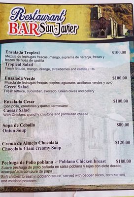 Menu photo 2 Restaurant San Javier Silao, GUA