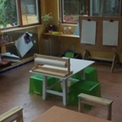 The Purposeful Preschool - Art and dining in the sunroom