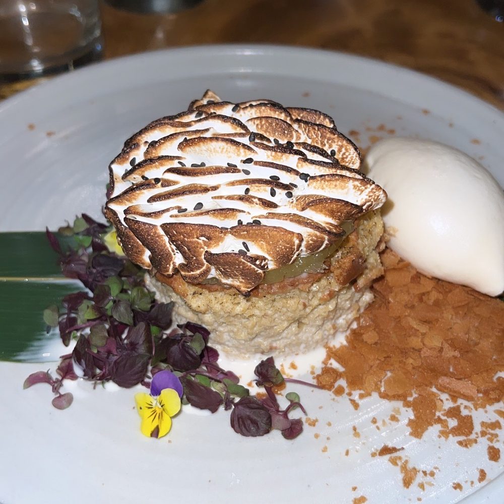 Tres leche dessert! There was a delicious thinly sliced pineapple sandwiched between the layers Tres leche dessert! There was a delicious thinly sliced pineapple sandwiched between the layers