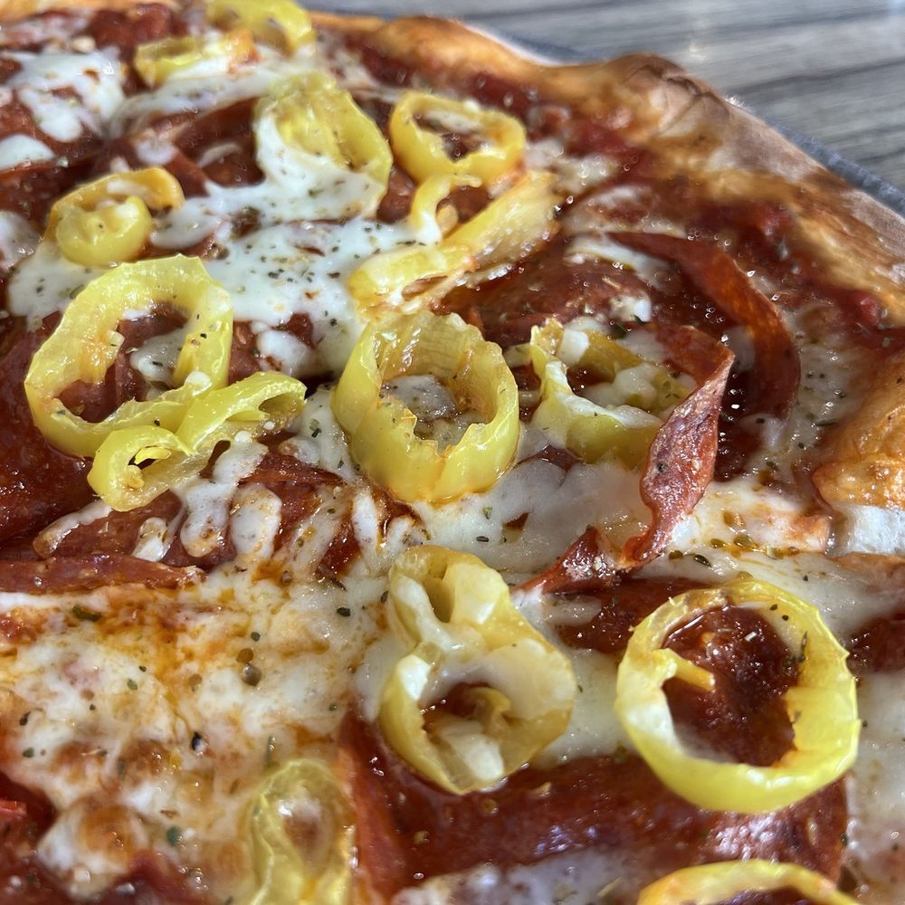 Rock'n Dough Pizza + Brewery - The best pizza ever! Pepperoni with banana peppers and extra cheese - Pizza Near Me - Jackson, Tennessee Rock'n Dough Pizza + Brewery - The best pizza ever! Pepperoni with banana peppers and extra cheese - Pizza Near Me - Jackson, Tennessee