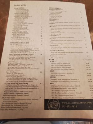 Menu photo 7 Calistoga Depot Calistoga, CA