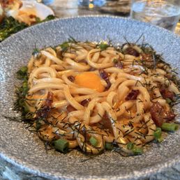 Udon bacon carbonara Udon bacon carbonara