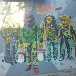 Mural Monos Pintores - Desde más cerca