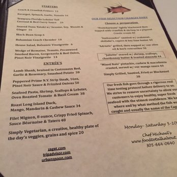 Chef Michael's - Limited menu but several fish options for catch of the day which can all be prepared with the multiple options - Seafood Near Me - Islamorada, Florida Chef Michael's - Limited menu but several fish options for catch of the day which can all be prepared with the multiple options - Seafood Near Me - Islamorada, Florida
