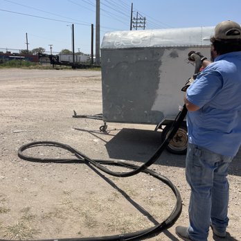 Lone Star Blasting and Coating - Sand blasting a small trailer for paint - Damage Restoration Near Me - Shallowater, Texas