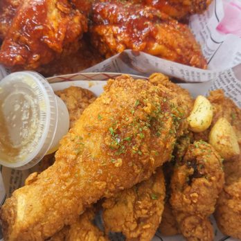 Drunken Chicken - Whole bone half and half seasoned and soy sauce garlic ! - Korean Near Me - Toronto, Ontario