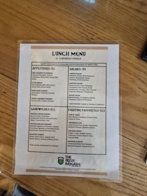 Menu photo 1 The Irish Brigade Lake Worth, FL Menu photo 1 The Irish Brigade Lake Worth, FL