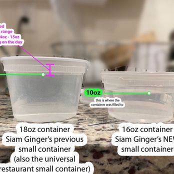 Siam Ginger - Jan 2024 size change in containers - Thai Near Me - Somerville, Massachusetts