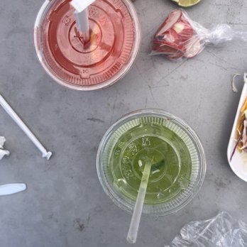 Tacos Esmeralda - strawberry lemonade fresca & cucumber lime fresca (my favorite!) - Street Vendors Near Me - Castaic, California Tacos Esmeralda - strawberry lemonade fresca & cucumber lime fresca (my favorite!) - Street Vendors Near Me - Castaic, California