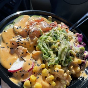 Tea Time Cafe - Spicy Salmon Poke Bowl - Cafes Near Me - Allendale, Michigan