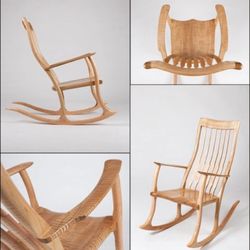 Waskiel Furniture Refinishing - When furniture becomes art....curly maple rocking chair built by Norm Aubin of Connecticut.