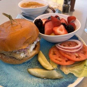 The Terrace Grille - Maine Haddock Sandwich - Seafood Near Me - Bar Harbor, Maine The Terrace Grille - Maine Haddock Sandwich - Seafood Near Me - Bar Harbor, Maine