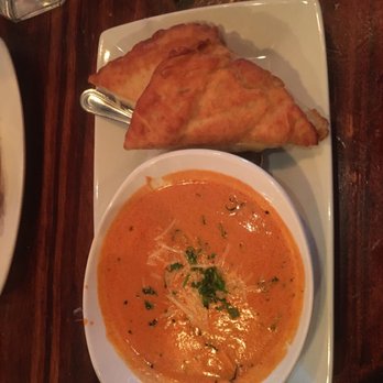 Roux On Canton - Cup of tomato basil with a cheese stuffed beignet - Southern Near Me - Roswell, Georgia