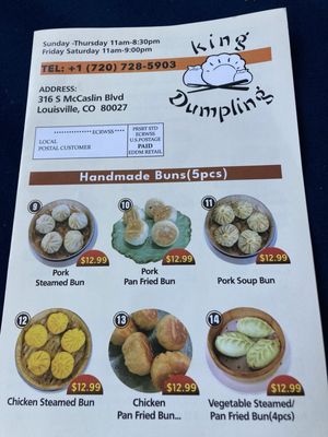 Menu photo 2 King Dumpling Louisville, CO