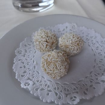LaSalette Restaurant - Passion fruit-cashew-white chocolate ball to finish! - Portuguese Near Me - Sonoma, California LaSalette Restaurant - Passion fruit-cashew-white chocolate ball to finish! - Portuguese Near Me - Sonoma, California