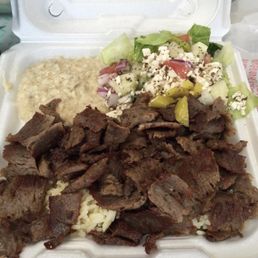 Gyro platter w rice Greek salad and French fries! Gyro platter w rice Greek salad and French fries!