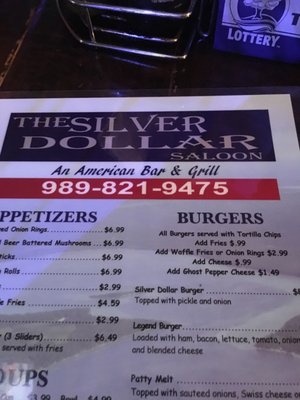 Menu photo 4 Silver Dollar Bar Roscommon, MI