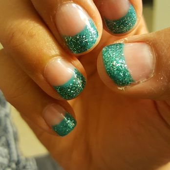 Diamond Nails - Glitter not painted all the way. I added my own top coat at home because it was so ugly. - Nail Salons Near Me - Fullerton, California