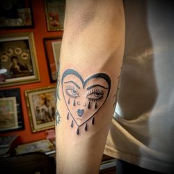 Black Sails Tattoo - Fine Line, Crying Heart by Lolo.