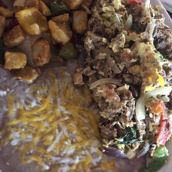 Cabo Grill & Cantina - Machaca + eggs with potatoes and beans - Mexican Near Me - Brea, California Cabo Grill & Cantina - Machaca + eggs with potatoes and beans - Mexican Near Me - Brea, California