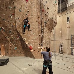 Climbmax Climbing Gym - Climbing a 5.9 route