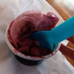 Ladies Night: red wine infused raspberry sorbet with fudge swirls Ladies Night: red wine infused raspberry sorbet with fudge swirls