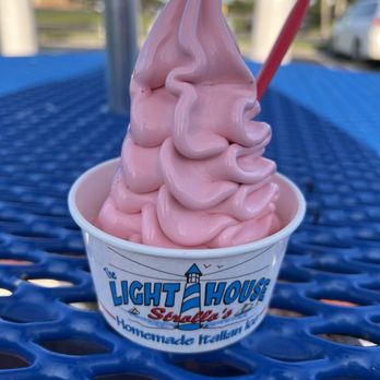 Strollo's Lighthouse Italian Ice - Strawberry Soft Serve Ice Cream (small cup) - Ice Cream & Frozen Yogurt Near Me - Long Branch, New Jersey Strollo's Lighthouse Italian Ice - Strawberry Soft Serve Ice Cream (small cup) - Ice Cream & Frozen Yogurt Near Me - Long Branch, New Jersey
