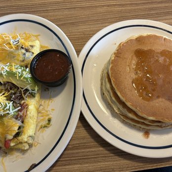 IHOP - Spicy Poblano Omelette w/buttermilk pancakes - Breakfast & Brunch Near Me - Richmond, Indiana