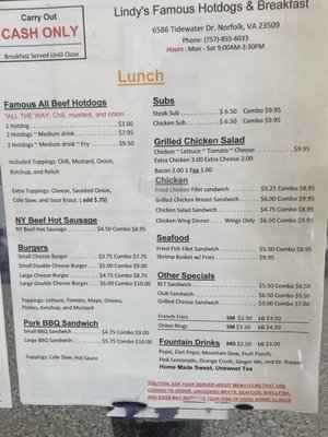 Menu photo 2 Lindy's Famous Hotdogs Norfolk, VA Menu photo 2 Lindy's Famous Hotdogs Norfolk, VA