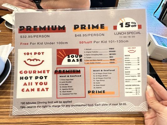 Menu photo 8 101 Pot All You Can Eat Arcadia, CA